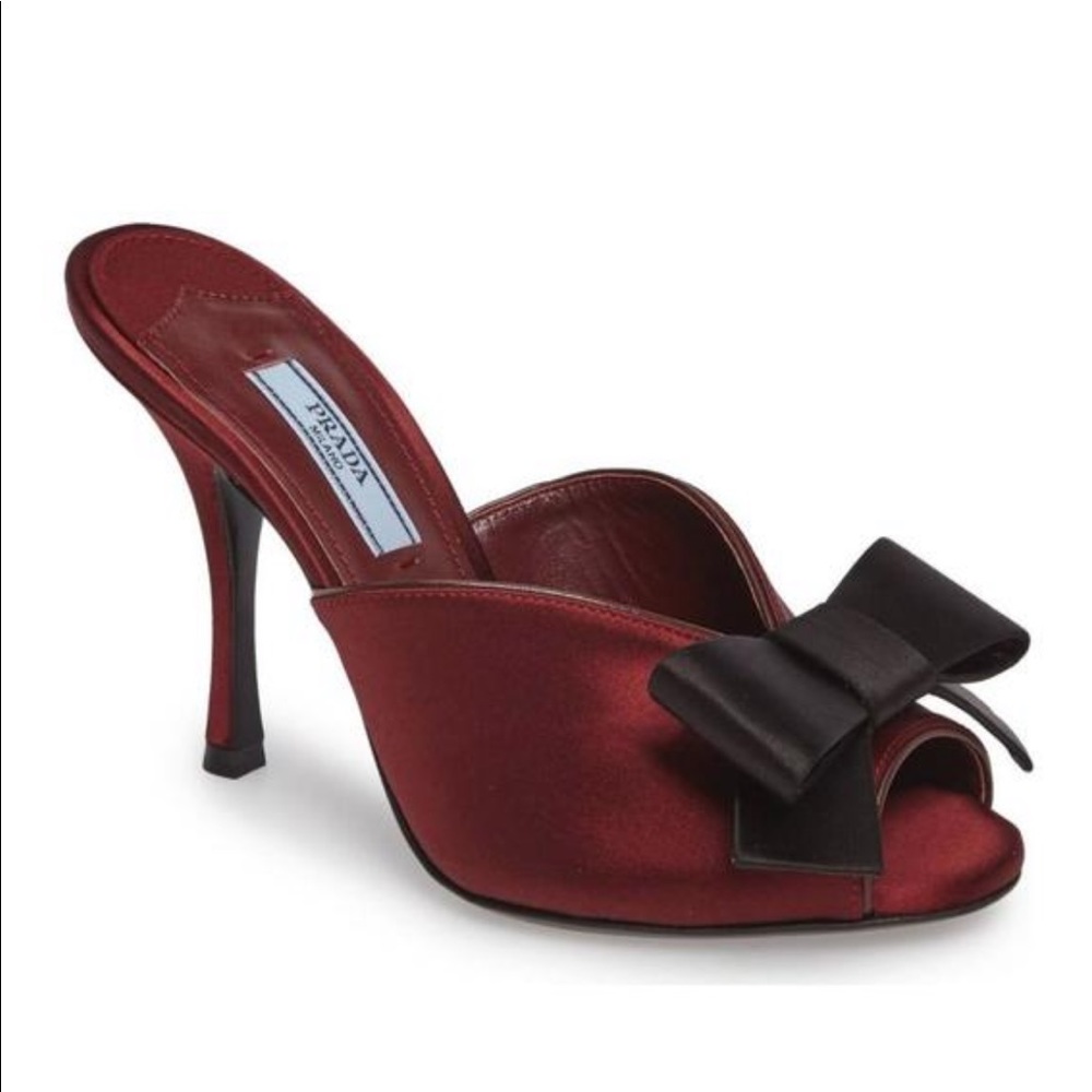 PRADA Burgundy Bow Mule Sandal Size 38